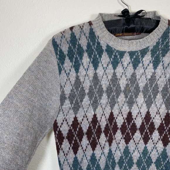 Vintage Penobscot Bay Traders Men's Sweater Size M Argyle Front Made in the USA - Picture 2 of 8
